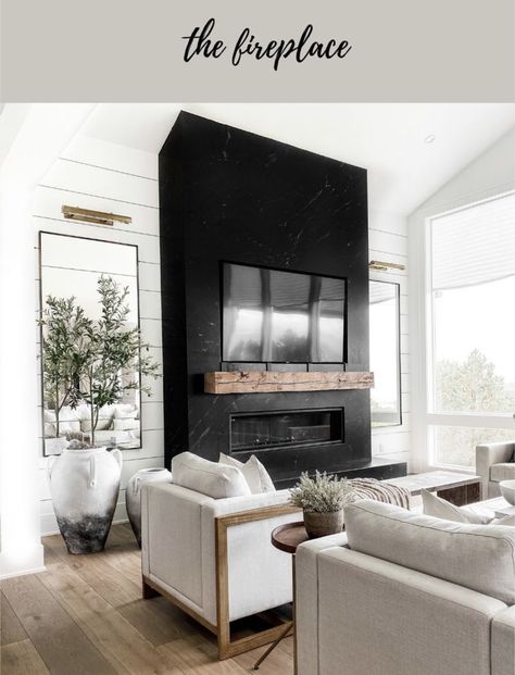 Miraculous Ideas, Black Fireplace, Kitchen Rules, Home Fireplace, Studio Mcgee, Living Room With Fireplace, Fireplace Design, Living Room Inspo, New Living Room