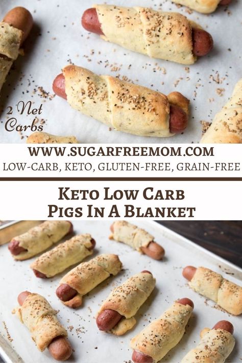 Low Carb Keto Pigs in a Blanket (Gluten Free, Nut Free, How To Video) Keto Stromboli, Keto Pigs In A Blanket, Clean Appetizers, Bagel Dogs, Keto Dough, Food For A Party, Grain Free Snacks, Thm Dinner, Fat Head Dough