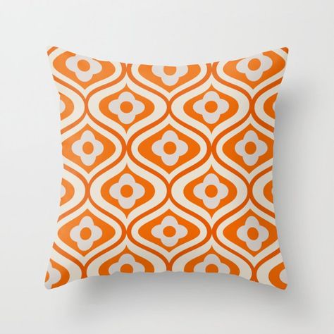 Shop Retro white flowers on orange oval ogee pattern Throw Pillow by yasminewriter on Society6! Ogee Design Patterns, Ogee Pattern Design, Ogee Pattern, Art Stamps, Repeat Pattern, Floral Pillows, Patterned Throw Pillows, Patterned Throw, Unique Throw Pillows