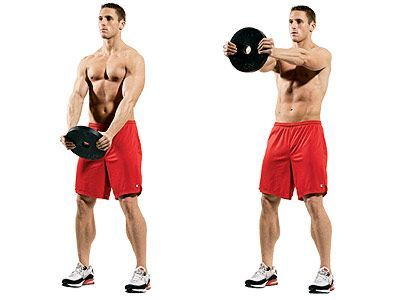 Plate Front Raises Shoulder And Bicep Workout, Core Workout Men, Plate Workout, Bent Over Row, Best Shoulder Workout, Hour Workout, Ripped Abs, Planet Fitness, Ultimate Workout