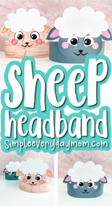 Need a quick and easy Easter activity for kids to make this spring? This sheep headband craft is a great option! Download the free printable template and make it with preschool, prek, and kindergarten children at home or at school! Diy Sheep Headband, Sheep Puppet Craft, Sheep Craft For Preschoolers, Farm Animal Masks Printable Free, Sheep Masks For Kids, Sheep Headband Craft, Sheep Activities For Kids, Sheep Head Template, Sheep Face Template Free Printable