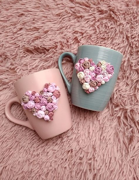 Polimery Clay Ideas Cup, Cup Polymer Clay, Teacup Decor, Polymer Clay People, Polymer Clay Mug, Coffee Mug Crafts, Crea Fimo, Clay Mug, Polymer Clay Gifts