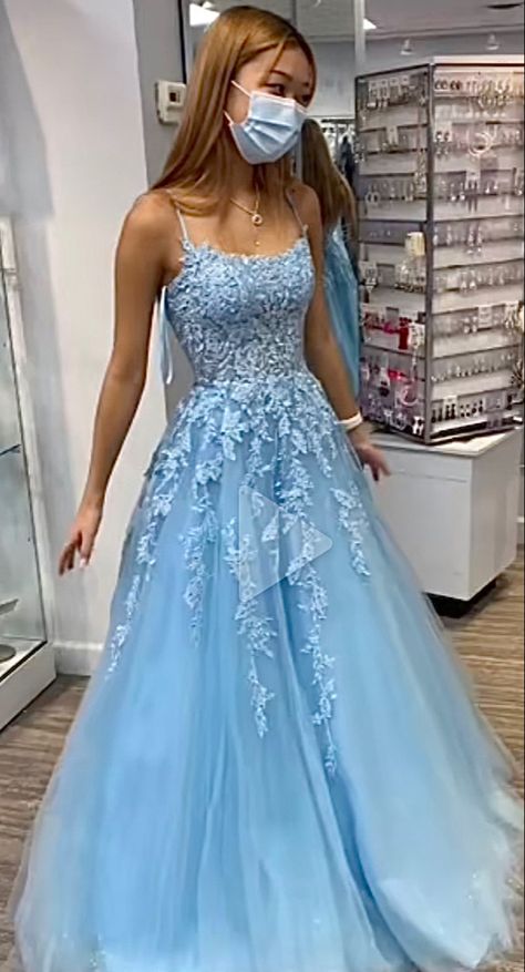 Light Blue Prom Dress Long, Blue Grad Dresses, Cinderella Prom Dress, Baby Blue Prom Dresses, Flowy Prom Dresses, Prom Dresses Long Blue, Dresses Quince, Blue Quince, Light Blue Prom Dress