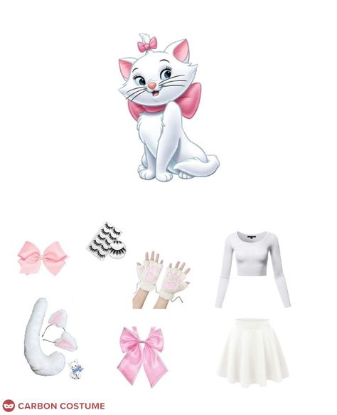 Marie Inspired Outfit, Marie Halloween Costume, Marie Aristocats Makeup, Marie Cat Costume, Aristocats Halloween Costume, White Costumes Ideas, Marie Aristocats Costume, Ned Hafner, Aristocats Costume