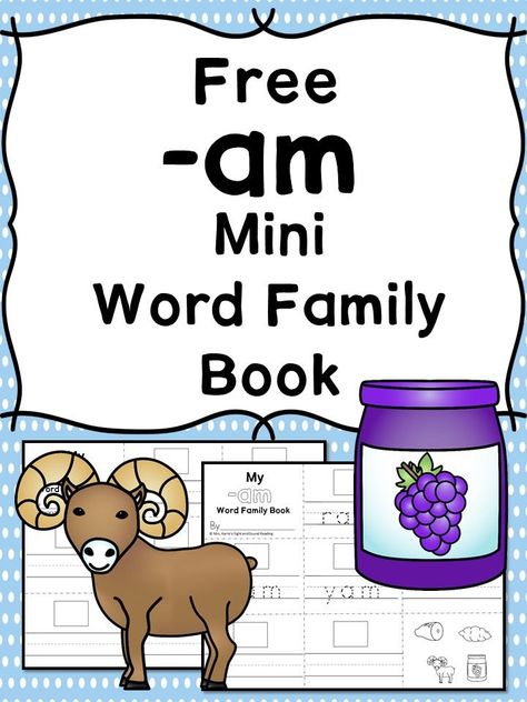 Teach the am word family using these am cvc word family worksheets. Students make a mini-book with different words that end in 'at'. Cut/Paste/Tracing Fun Am Word Family, Montessori Reading, Word Family Books, Reading Mastery, Teaching Vowels, Kindergarten Word Families, Learn Alphabet, Word Family Activities, Cvc Word Activities