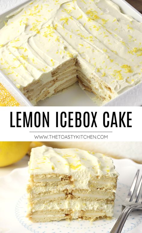 Lemon Icebox Cake Recipe - by The Toasty Kitchen #lemon #iceboxcake #lemoniceboxcake #oreoiceboxcake #oreocake #nobakecake #nobake #dessert #nobakedessert #lemondessert #springdessert #easter #easterrecipe Nobake Dessert, Lemon Icebox Cake, Icebox Desserts, Icebox Cake Recipes, Lemon Dessert Recipes, Water Benefits, Get Rid Of Warts, Spring Desserts, Icebox Cake