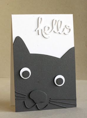 CAS(E) this Sketch #217 Cat Cards Handmade, Punch Art Cards, Cat Birthday Card, Hello Cards, Diy Cat, Kids Birthday Cards, Cat Cards, Punch Art, Birthday Cards Diy