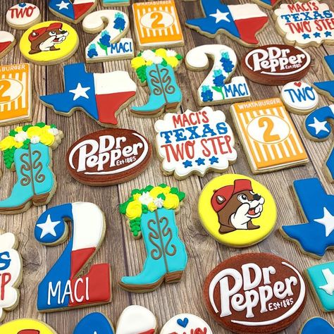 Texas Themed Cookies, Bucees Birthday Cookies, Bbq Theme Cookies, Texas Theme Birthday Party, Texas Two Step Birthday Party, Texas Birthday Party, Bucees Birthday Theme, Texas Themed Party, Bucees Texas