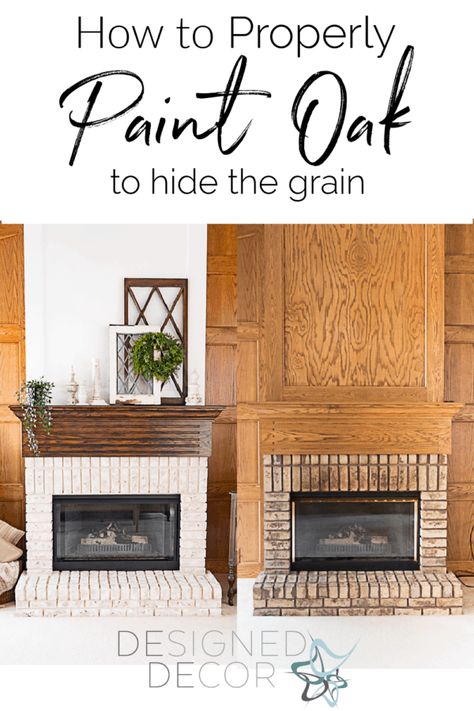 Thrift Decorating, Easy Home Diy Projects, Easy Home Diy, Diy Furniture Makeover Ideas, Oak Fireplace, Furniture Painting Tips, Painting Oak Cabinets, Oak Trim, Budget Home Decorating