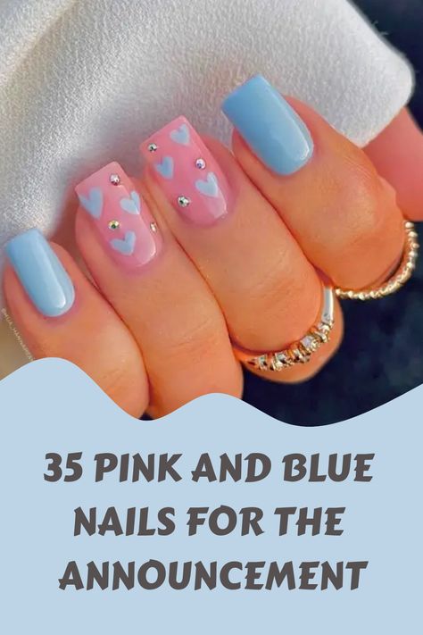 Are you on the hunt for nail designs that will make your gender reveal party even more special? Look no further! We've curated a list of 35 amazing options to help you find the perfect style. From glittery pinks and blues to delicate pastels, there's something here for everyone. Whether you're a minimalist or love bold statement nails, we've got you covered. So go ahead and explore our top picks to add some extra excitement to your big reveal! Gender Reveal Nails Ideas Neutral, Nail Art Pink And Blue, Pastel Color Nail Designs, Pink With Blue Nails, Gender Reveal Nails Ideas Simple Short, Gender Reveal Nail Designs, Pink & Blue Nails, Blue Pink Nails Design, Cute Gender Reveal Nails