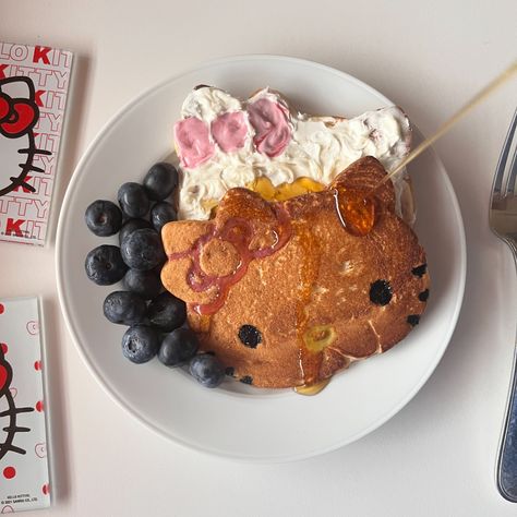 Hello Kitty Pancakes!! ♥️🥞 Recipe 🔗: https://cutenesscorner.wixsite.com/cuteness-corner/post/hello-kitty-pancakes #sanriostar101 #sanrio #hellokitty #hellokittyandfriends #mymelody #sanrio #kawaii #kawaiiaesthetic #hellokittyaddict #hellokittycollection #hellokittystuff #hellokittyfan #hellokittycollector #sanriosale #sanrioaesthetic #sanriojapan #hellokittymemes #mymelodyandkuromi #kuromiandmymelody #hellokittylove #sanrioaesthetic #sanriocollection #sanriocharacters #sanriostar101 #fyp #c... Sanrio Breakfast, Sanrio Baking, Hello Kitty Pancakes, Pancake Mix Gift, Hello Kitty Pancake, Kitty Pancakes, Breakfast Baking, Pancake Art, Breakfast Lovers