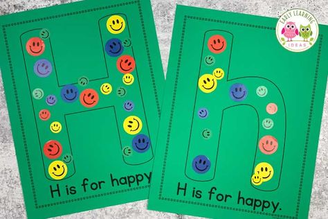 Preschool Letter Activities, Preschool Alphabet Book, Letter H Crafts, Letter H Activities, Smiley Face Stickers, Early Learning Ideas, Abc Activity, Preschool Letter Crafts, Alphabet Activities Kindergarten