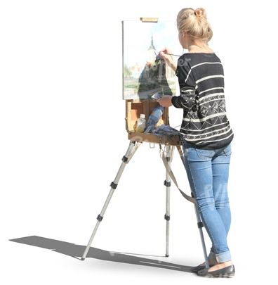 Young female artist painting Female Artists Painting, Render People, People Cutout, Cut Out People, People Png, Photoshop Resources, Architecture People, People Figures, Female Artist