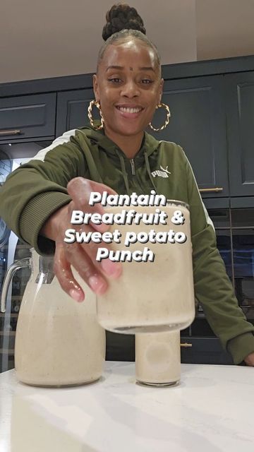 Ital Alex Plant-based chef on Instagram: "Plantain, Breadfruit & Sweet potato punch 👊🏾 😋. This is tun up , you ate going to really enjoy this . Recipe below ⬇️ Recipe Ingredients 1 Plantain 1 medium sized Jamaican sweet potato 1/4 Breadfruit 2 tsp nutmeg 2 tsp Vanilla 1/2 cup oats 1/2 cup walnuts Vegan condense milk (sweeten to your liking) 2 litres Plant based milk (I used oat) Method 1. Steam , sweet potato, plantain and Breadfruit and wait for them to cool down. 2. Blend sweet potato, Breadfruit and plantain with the milk, oats & walnuts 3. Pour into a bowl and add the nutmeg and vanilla , then sweeten with vegan condense milk and stir throughly. Enjoy 😉 #jamaicanpunch #breadfruit #plantainlovers #recipeoftheday" Steam Sweet Potato, Breadfruit Recipe, Jamaican Sweet Potato, Vegan Condensed Milk, Plant Based Milk, Recipe Ingredients, Recipe Of The Day, A Bowl, Ingredients Recipes