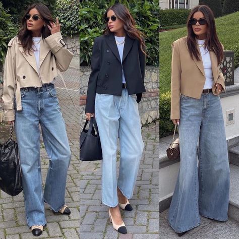 High Waisted Wide Leg Jeans Outfit, Wide Jeans Outfit, Jeans Outfit Spring, Wide Leg Jeans Outfit, Wide Leg Pants Outfit, European Outfit, Mode Zara, Color Combinations For Clothes, Women's Outfit Sets