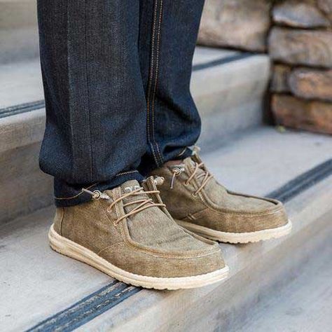 Hey Dude Shoes Mens Conrad Chukka Shoes in Nut 111651600 Hey Dude Outfits Men, Mens Wedding Outfits, Hey Dudes Mens, Dudes Shoes, Shoes Birkenstock, Chukka Shoes, Gentlemen Wear, Hey Dude Shoes, Boots For Fall