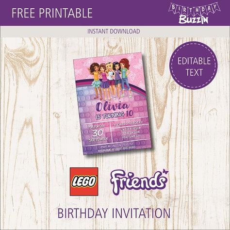 Free printable Lego Friends birthday party Invitations Lego Birthday Invitation, Lego Friends Birthday Party, Lego Birthday Invitations, Friends Invitation, Lego Friends Birthday, Lego Friends Party, Printable Lego, Free Party Invitations, Printable Friends