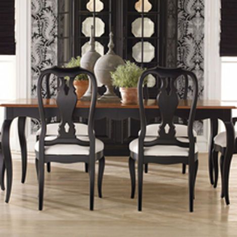 Dining Room Table Makeover, Ethan Allen Dining, Restored Furniture, Dark Dining Room, Dining Table Makeover, Dining Furniture Makeover, Black China, Flat Decor, White Interiors