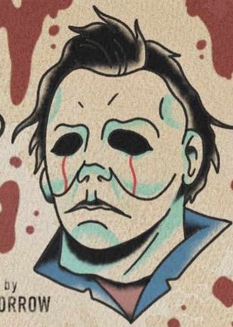 Traditional Tattoo Horror, Halloween Pin Up Tattoo, Micheal Myers Tattoo, Traditional Tattoo Pin Up Girl, Tattoos Spooky, Traditional Tattoo Pin Up, Tattoos Horror, Michael Myers Tattoo, Myers Tattoo