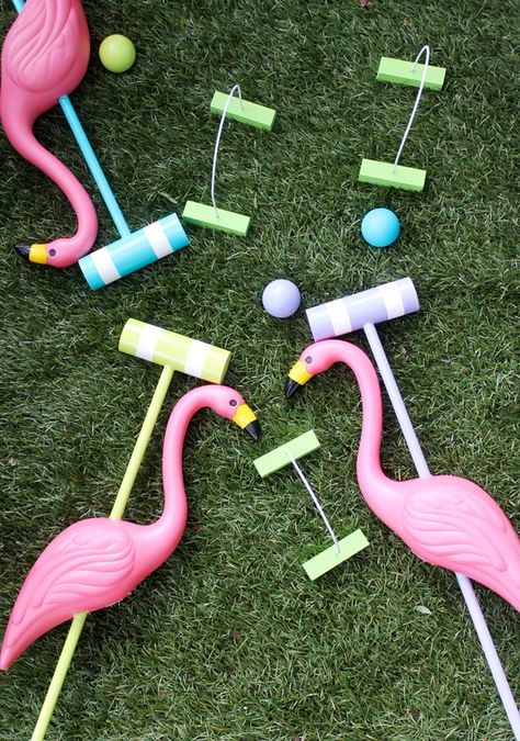 DIY Pink Flamingo Party Ideas - The Cottage Market Alice In Wonderland Croquet, Bachelorette Brunch, Croquet Set, Fantasy Party, Alice In Wonderland Tea Party Birthday, Lizzie Hearts, Alice In Wonderland Wedding, Mad Hatter Party, Alice In Wonderland Birthday