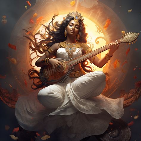 Maa Saraswati, Goddess Saraswati, Indian Goddess, Digital Art, Art