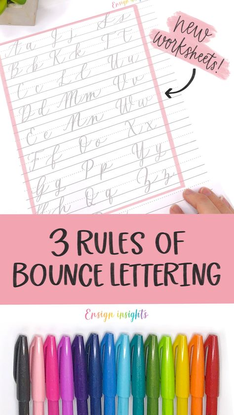 Bounce Lettering, Lettering For Beginners, Hand Lettering For Beginners, Unique Lettering, Learn Hand Lettering, Hand Lettering Styles, Alphabet Style, Faux Calligraphy, Calligraphy For Beginners