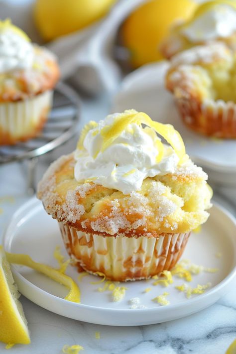 Lemon Cream Cheese Muffins, Banana Zucchini, Work Recipes, Lemon Scones, Lemon Cream Cheese, Coffee Cake Muffins, Muffin Tops, Cream Cheese Muffins, Filled Muffins