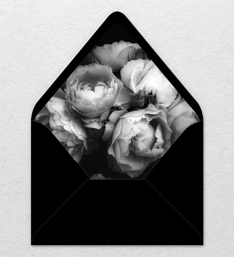 Floral Envelope Liner, Floral Envelope, Black And White Roses, Envelope Liners Wedding, Black Envelopes, Floral Save The Dates, Envelope Liner, Wedding 2025, Wedding Envelopes