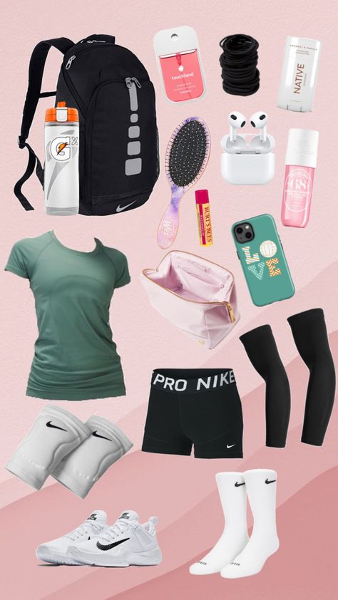 What To Pack For Volleyball Practice, Volleyball Necessities, Volleyball Outfits Practice, Volleyball Wishlist, Volleyball Attire, Volleyball Girls Outfits, Exercise Fits, Volleyball Fits, Cute Volleyball Outfits