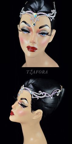 "Rusalka" - Dancesport accessories. Ballroom hair accessory and ballroom jewelry made with Swarovski, available at www.tzafora.com © 2016 Tzafora. Handmade in Canada. Figure Skating Hair, Dance Competition Hair, Ballroom Accessories, Ballroom And Latin, Ballet Tiaras, Ballroom Jewelry, Ballroom Hair, Braided Updo Wedding, Dance Accessories