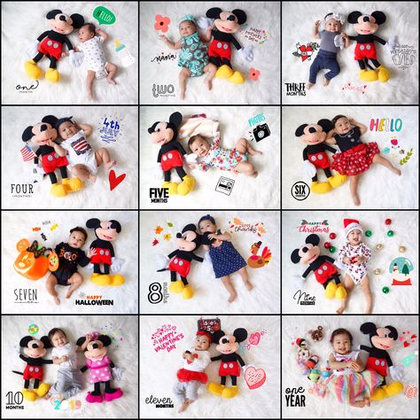 A year with Mickey Mouse | The Disney Kiss Newborn Monthly Photos, Disney Kiss, Baby Boy Newborn Photography, Baby Milestones Pictures, Monthly Baby Pictures, Milestone Photos, Newborn Photography Boy, Monthly Baby Photos, Milestone Pictures