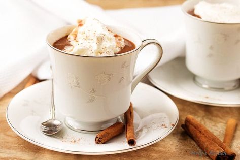 A cup of hot cocoa garnished with whipped cream. Spiked Hot Cocoa, Cranberry Simple Syrup, Iced White Chocolate Mocha, Cup Of Hot Cocoa, Homemade Hot Cocoa, Amazing Chocolate Cake Recipe, Homemade Soda, Hot Cocoa Recipe, Cocoa Recipes