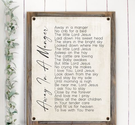 Christian Christmas Songs, Christmas Carols Songs, Carol Songs, Christmas Songs Lyrics, Christmas Lyrics, Reclaimed Wood Frames, Song Lyric Print, Music Signs, Christian Wall Decor