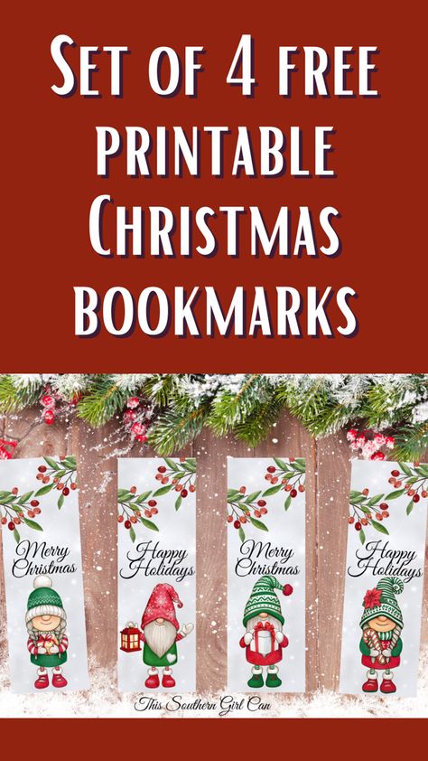 Free printable Christmas gnome bookmarks Christmas Bookmarks To Color Free Printable, Gnome Bookmarks Diy, Gnome Christmas Tags, Christmas Book Marks Printable Free, Christmas Bookmarks Printable Free, Bookmark Template Free Printables, Free Printable Book Marks, Christmas Bookmarks Diy, Free Printable Christmas Bookmarks