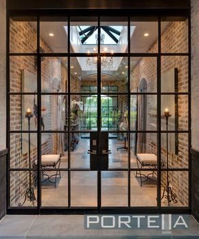 Front Door Styles, Steel Front Door, Steel Door Design, Iron Door Design, Doors Interior Modern, Modern Front Door, Glass French Doors, Double Front Doors, Door Design Modern