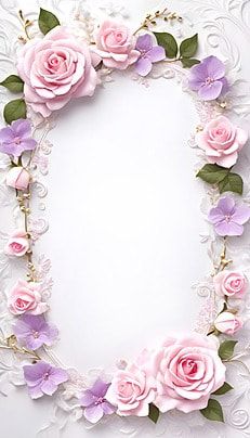 Beautiful Frames And Borders, Space Bouquet, Borders And Frames Flowers, Bujo Bible, Purple And Pink Invitations, Rose Flower Decoration, Flower Frame Design Beautiful, Rose Flower Frame, Watercolor Rose Flower