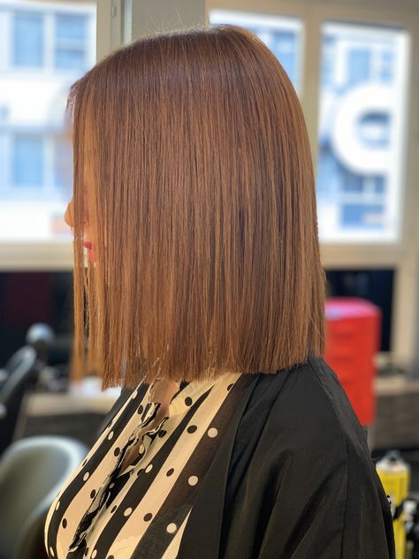 Square One Length Haircut, Long Bob Straight Hair, Copper Bob, Straight Bob Cut, Box Bob, One Length Haircuts, One Length Hair, Sleek Short Hair, Line Bob Haircut