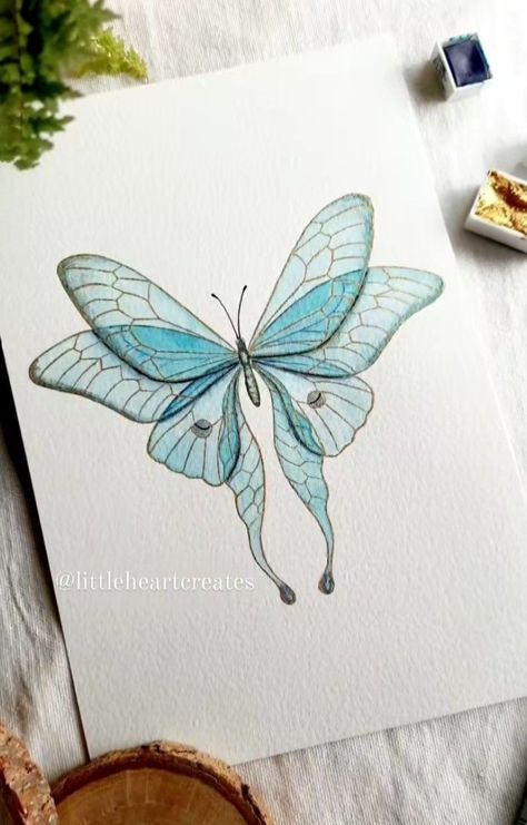 Fantasy Butterfly Drawing, Buterfluffy Art Drawing, Butterfly Drawing Painting, Butterfly Drawing Watercolors, Fantasy Butterfly Art, Watercolor Art Butterfly, Butterfly Painting Ideas, Drawing Butterflies, Butterflies Drawing