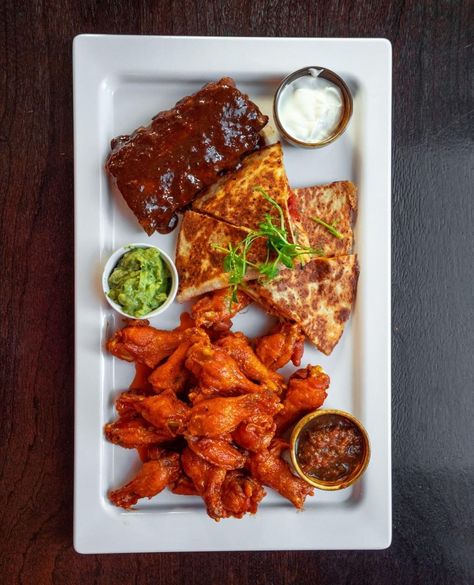 When you can't decide, why not just have them all?⁣ 😋 ⁣ COMBO PLATTER ⁣ wild buffalo chicken wings, sticky pork⁣ ribs, chicken quesadilla⁣ Sticky Pork Ribs, Wild Buffalo, Sticky Pork, Buffalo Wild, Buffalo Chicken Wings, Buffalo Wild Wings, Chicken Quesadillas, Pork Ribs, Buffalo Chicken