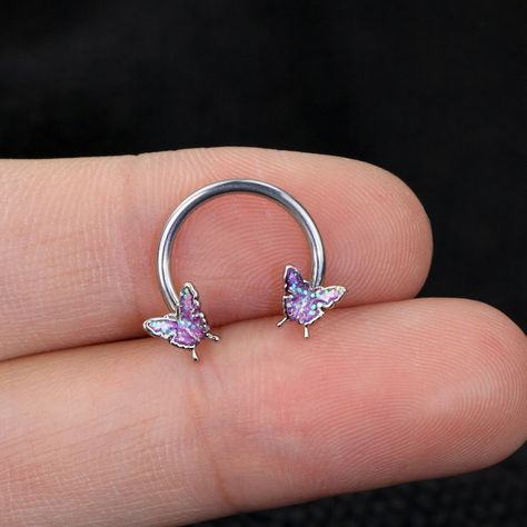 Purple Septum Piercing, Septum Piercing Jewelry Dainty, Septum Jewelry Aesthetic, Septum Piercing Jewelry Unique, Septum Piercing Cute, Cool Septum Jewelry, Smiley Piercing Jewelry, Butterfly Septum, Cute Septum Rings