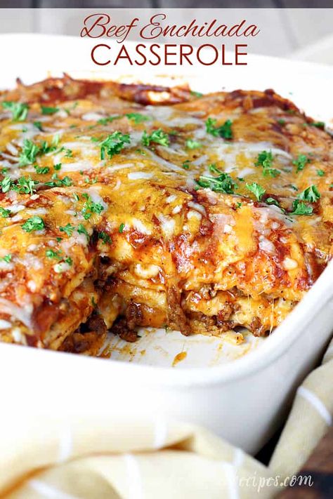 Beef Enchilada Sauce, Casserole Enchilada, Beef Enchilada Casserole, Easy Enchilada Casserole, Easy Beef Enchiladas, Seasoned Ground Beef, Beef Enchilada, Enchilada Casserole Recipes, Easy Enchiladas