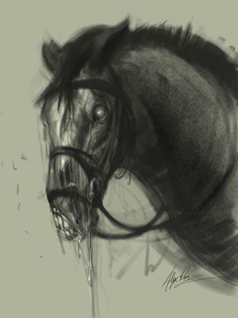 Horse Monster Art, Creepy Horse Drawing, 5e Undead, Headless Horsewoman, Deadlands Rpg, Scary Horse, Undead Horse, Zombie Horse, Antler Tattoos