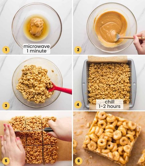 Peanut Butter Cheerio Bars are a sweet treat packed with crispy cereal, and creamy peanut butter that are so delicious and super simple to make. Cheerio Treats, Peanut Butter Cereal Bars, Cheerios Recipes, Peanut Butter Cheerio Bars, Cheerio Bars, Crunchy Food, Desserts No Bake, Pantry Ingredients, Cereal Treats