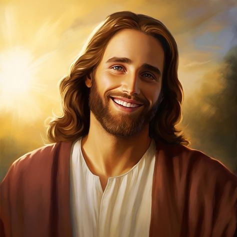 Jesus Laughing, Jesus Smiling, Jesus Christ Illustration, Jesus Christ Painting, Jesus Artwork, Jesus Christ Artwork, Pictures Of Christ, Jesus And Mary Pictures, Jesus Christ Art