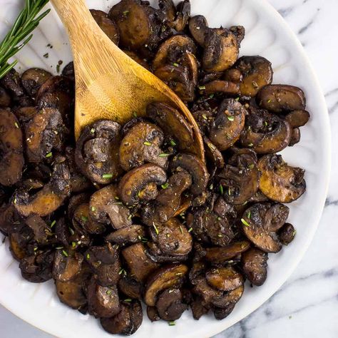 Mushrooms For Steak, Sauteed Mushrooms For Steak, Balsamic Mushrooms, Sautéed Mushrooms, Prevent Food Waste, Vegan Worcestershire Sauce, Side Dishes For Chicken, Balsamic Recipe, Steak And Mushrooms