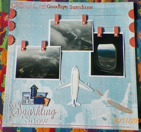 handmade Scrapbook Layout:  Little Yellow Bicycle-Pack your bags, flying, airplane, snow Yellow Bicycle, Flying Airplane, Scrapbooking Layouts Travel, Alaska Trip, Holiday Scrapbook, France Trip, Personal Things, Vacation Scrapbook, Handmade Scrapbook