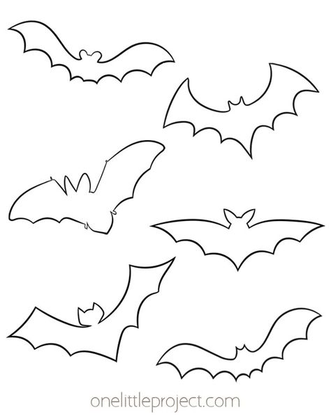 Cute Bat Drawing Halloween, Halloween Bats Drawing, Bat Silouhette, Diy Paper Bats Template, Bat Templates Free Printable, Fall Outline Drawings, Bat Pattern Templates, Simple Bat Outline, How To Draw A Bat Easy