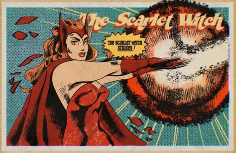 Comic Aesthetic Marvel, Marvel Wall Print, Scarlet Witch Comics Wallpaper, Marvel Comic Aesthetic, Scarlet Witch Poster, Marvel Comics Aesthetic, Marvel Retro Poster, Marvel Comics Women, Mommy Wanda