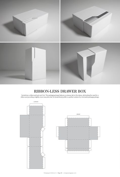 Ribbon-Less Drawer Box – FREE resource for structural packaging design dielines Unique Packaging Box, Origami Kutu, Structural Packaging, Packaging Dielines, Templat Kotak, Pola Kotak, Packaging Template Design, Diy Rangement, Box Ribbon