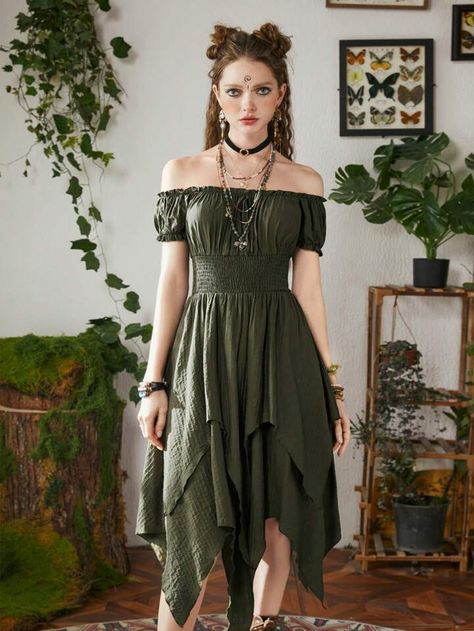 Druid Costume, Elf Kostüm, Moda Medieval, Ren Faire Outfits, Dress Medieval, Fairy Outfit, Fair Outfits, Fest Outfits, Asymmetrical Hem Dress